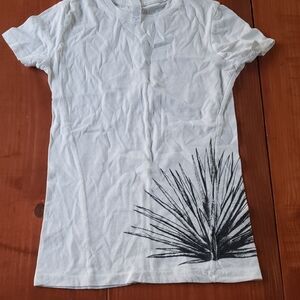 Women’s Short Sleeve Graphic Tee - White with Black Plant Print